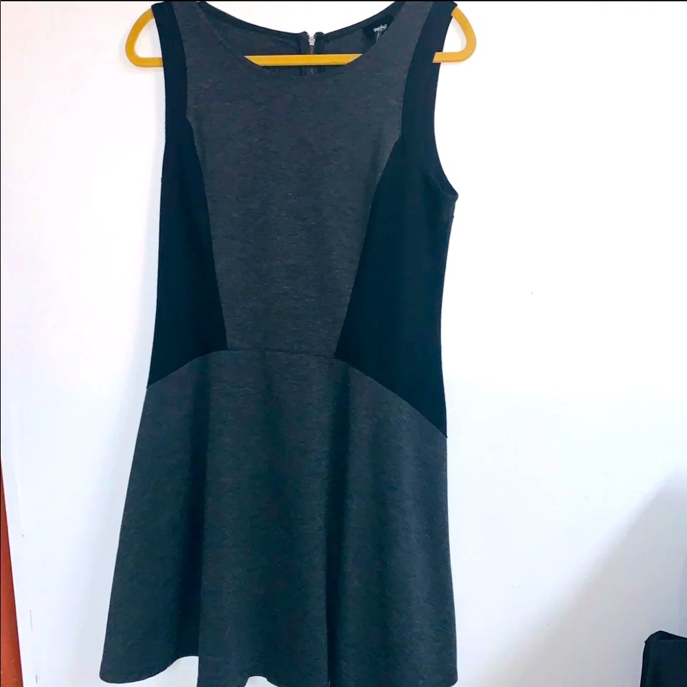 Fit and flare grey skater mod dress womens large